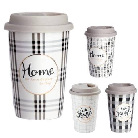 Căni și pahare - Cana 400ml modele dungate mesaje diferite