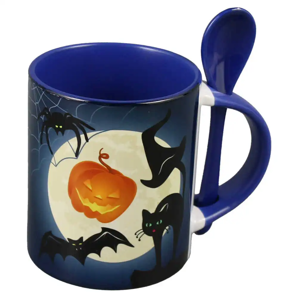 Căni și pahare - Cana ceramica 330 ml cu lingurita Halloween
