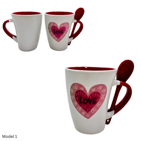 Căni și pahare - Cana ceramica 9x11 cm Valentine's Day diverse mesaje