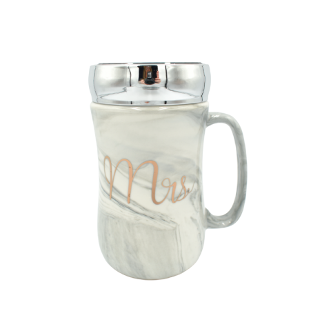 Cana ceramica cu capac Mr Mrs 450 ml [1]