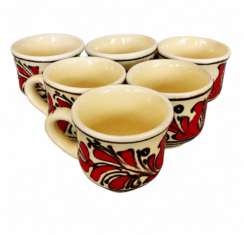 Căni și pahare - Cana ceramica pictata manual motive traditionale