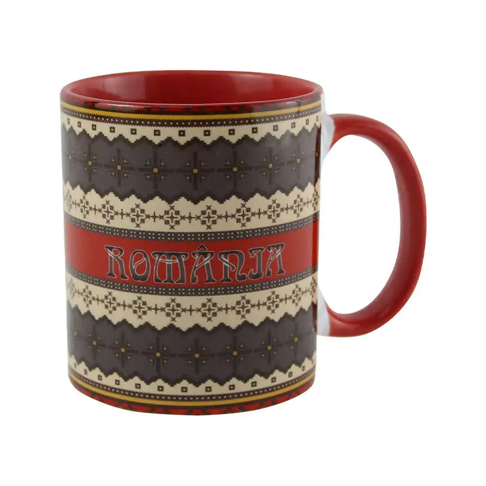 Căni și pahare - Cana ceramica Romania design traditional 8 x 9 cm