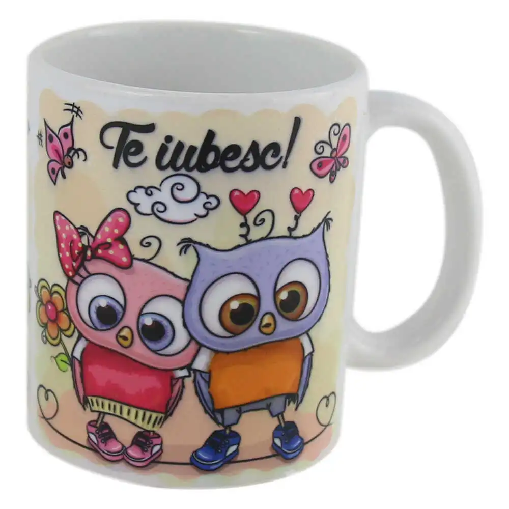 Noutăți Librăria Compas - Cana ceramica „Te iubesc” 330 ml Bufnite