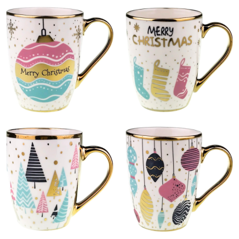 Noutăți Librăria Compas - Cana Craciun modele diferite auriu pastel