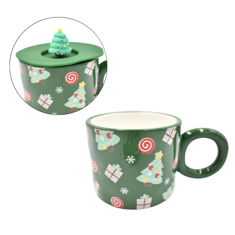 Cana Craciun cu capac 400ml verde [1]