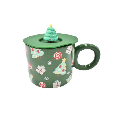 Noutăți Librăria Compas - Cana Craciun cu capac 400ml verde