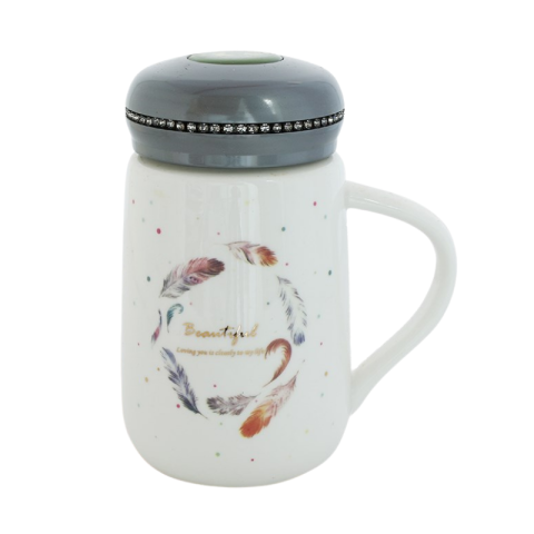 Căni și pahare - Cana din ceramica cu capac 13 cm