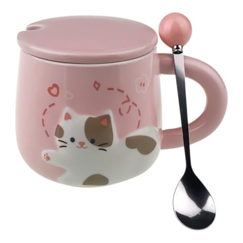 Cana din ceramica cu capac 10x10 cm model Pisica [1]