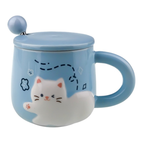 Cana din ceramica cu capac 10x10 cm model Pisica [2]