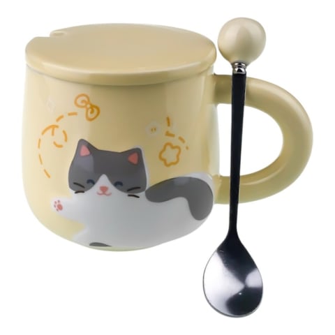 Cana din ceramica cu capac 10x10 cm model Pisica [7]