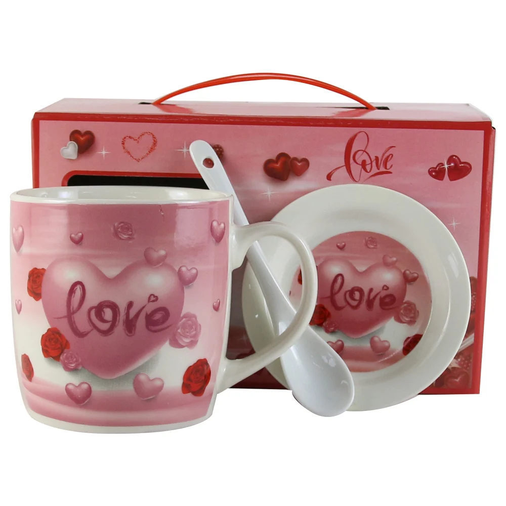 Cana cu farfurie si lingurita din ceramica ”Happy Love” [1]