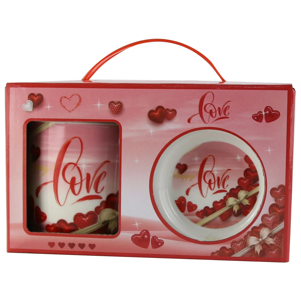 Cana cu farfurie si lingurita din ceramica ”Happy Love” [4]