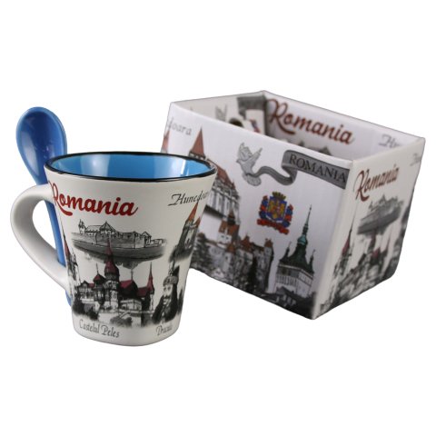 Cana ceramica cu lingura Romania culori diferite 90 ml [4]