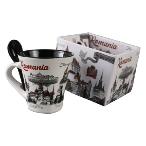 Cana ceramica cu lingura Romania culori diferite 90 ml [3]