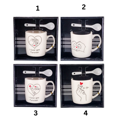 Cana ceramica cu lingurita mesaje dragoste 14x14 cm [1]