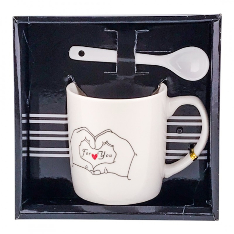Cana ceramica cu lingurita mesaje dragoste 14x14 cm [2]