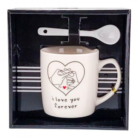 Cana ceramica cu lingurita mesaje dragoste 14x14 cm [3]