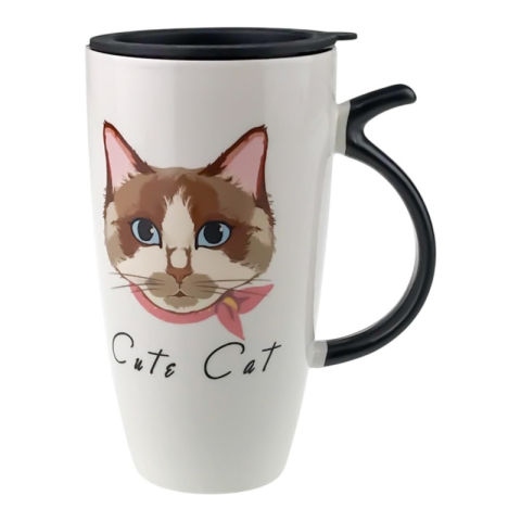 Casă și decorațiuni - Cana din ceramica 9x16 cm model Pisica