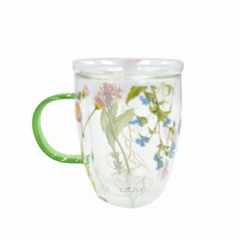 Cana de sticla cu pereti dubli infuzor si capac Colors of nature 350 ml [1]