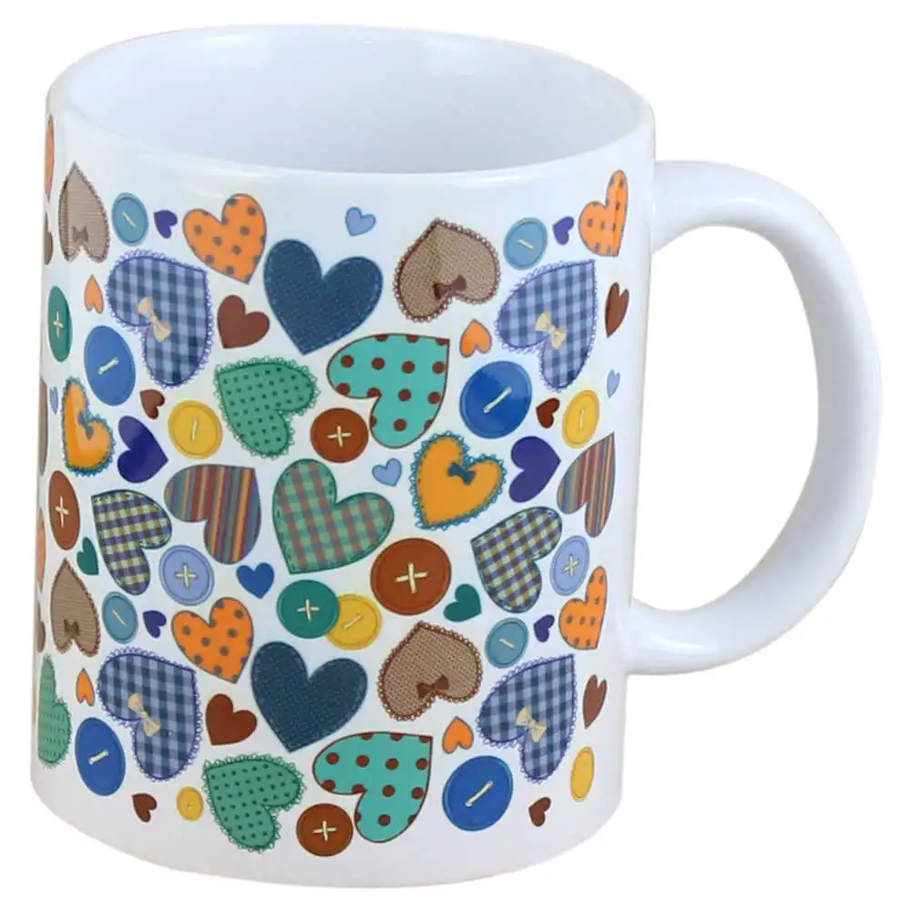 Căni și pahare - Cana din ceramica 330 ml inimioare albastre