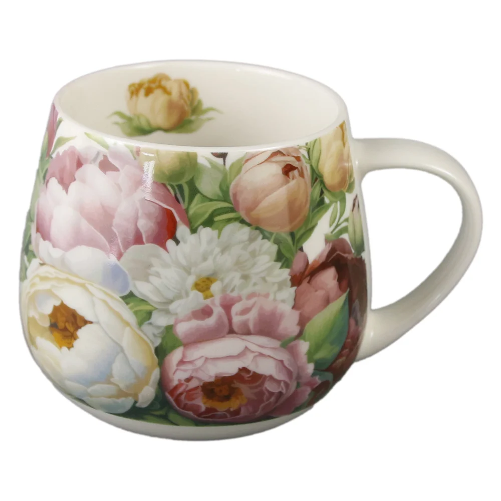 Căni și pahare - Cana din portelan 430 ml Peonies in cutie decorativa
