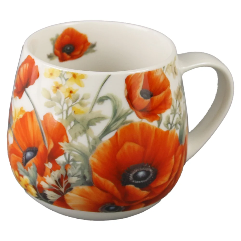 Căni și pahare - Cana din portelan 430 ml Poppies in cutie decorativa