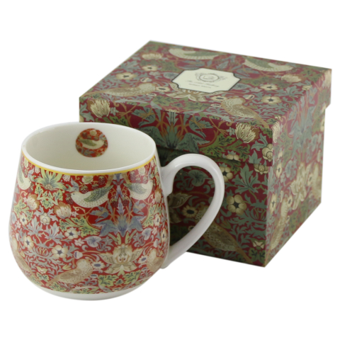 Căni și pahare - Cana din portelan 430 ml Strawberry Thief Red, William Morris