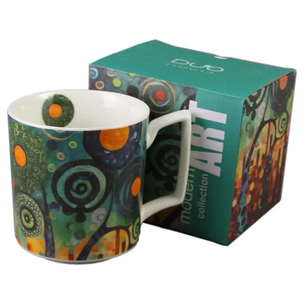 Căni și pahare - Cana din portelan 450 ml Modern Twisted Trees in cutie decorativa