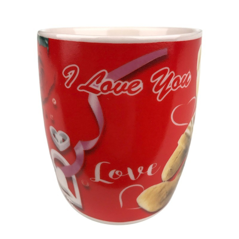 Cana ceramica 7x8 cm Inimi, ursuleti, flori si text "I love you" [1]