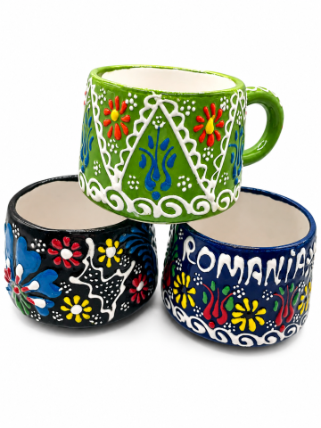 Căni și pahare - Cana ceramica insciptionata cu Romania diverse culori