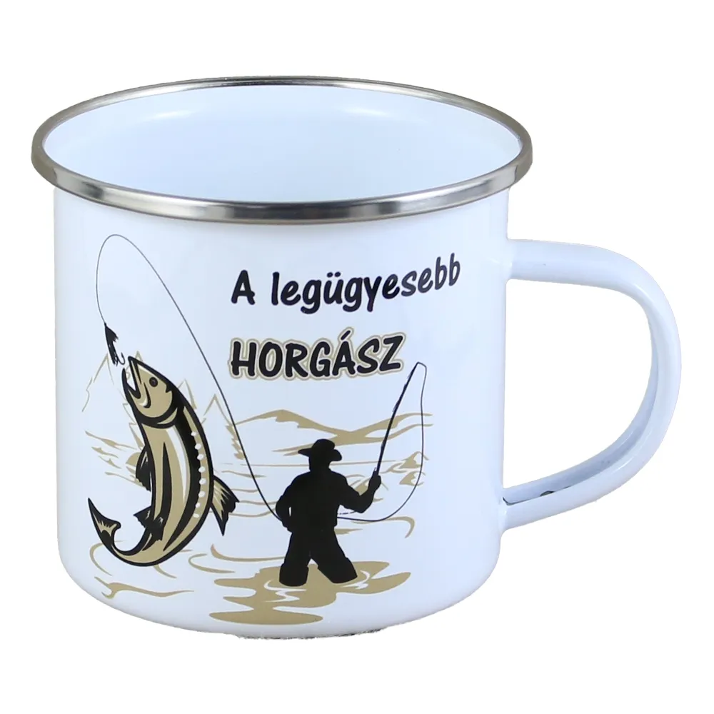 Casă și decorațiuni - Cana metalica emailata 240 ml „A legugyesebb Horgasz”
