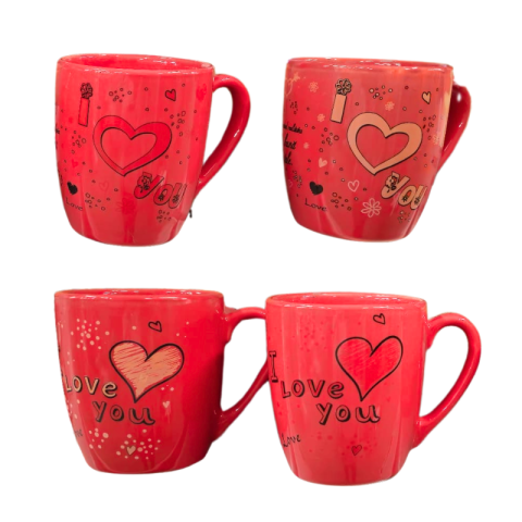 Căni și pahare - Cana personalizata rosie cu texte de dragoste 9x11 cm