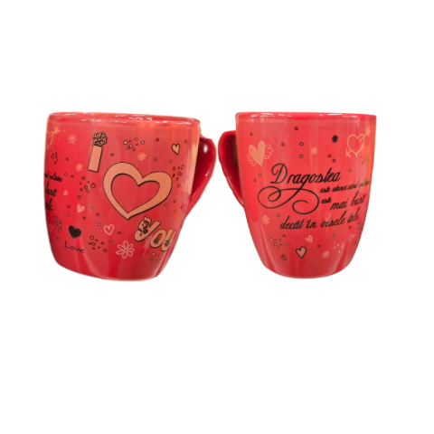 Cana personalizata rosie cu texte de dragoste 9x11 cm [5]