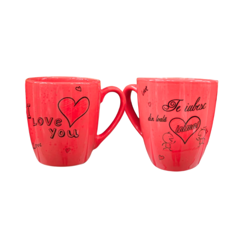 Cana personalizata rosie cu texte de dragoste 9x11 cm [3]