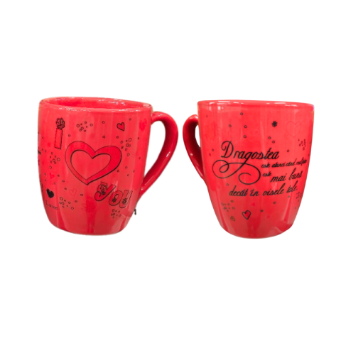 Cana personalizata rosie cu texte de dragoste 9x11 cm [4]