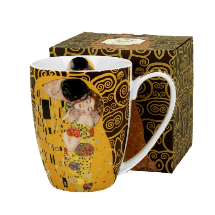 Căni și pahare - Cana portelan 350 ml The Kiss Brown de Gustav Klimt