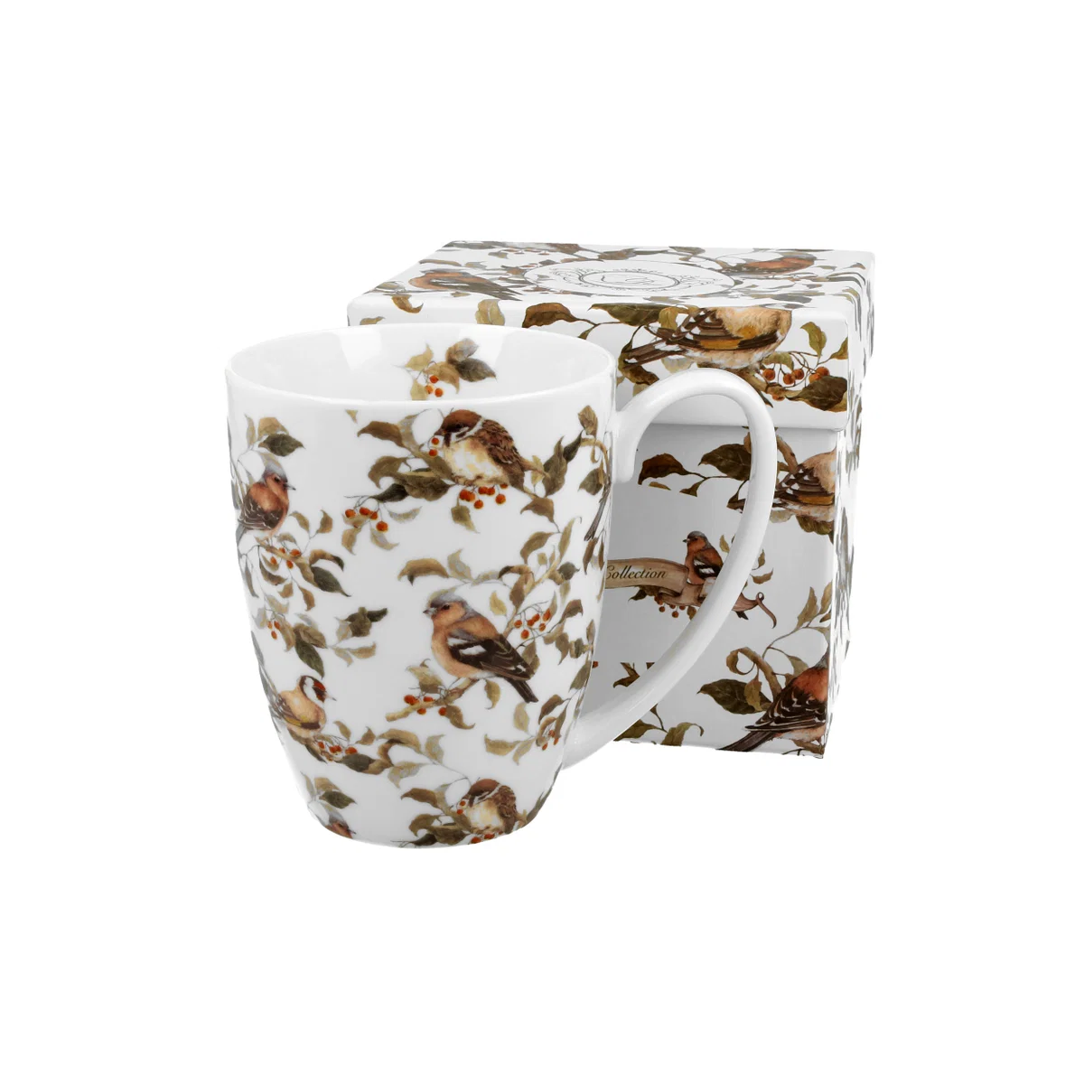 Căni și pahare - Cana portelan 380 ml Pasari in cutie decorativa