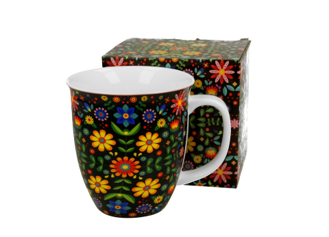 Căni și pahare - Cana portelan 650 ml Merida Black in cutie decorativa