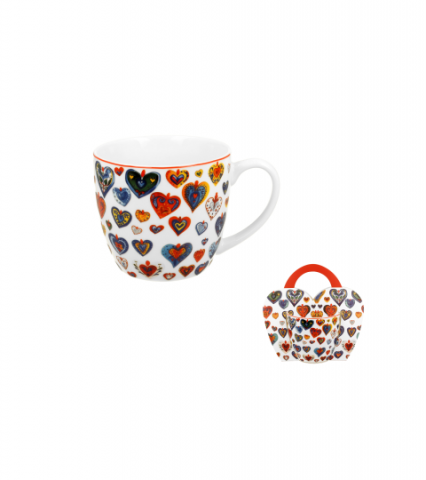 Cana portelan Colorful Hearts 460 ml in ambalaj decorativ [2]