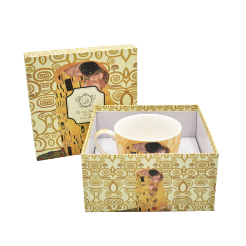 Cana portelan cu farfurie 250 ml The Kiss ecru de G. Klimt [2]