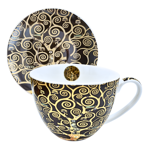 Casă și decorațiuni - Cana portelan cu farfurie 250 ml Tree of Life