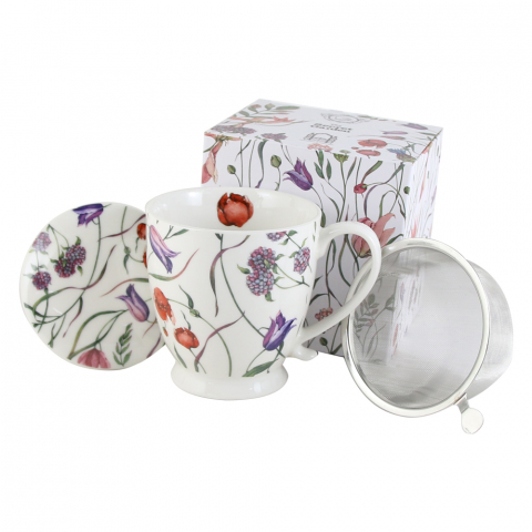 Casă și decorațiuni - Cana portelan cu infuzor metalic si capac 510 ml Meadow Flower