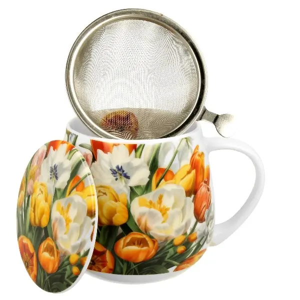 Cana portelan cu infuzor metalic si capac 430 ml Tulip [1]