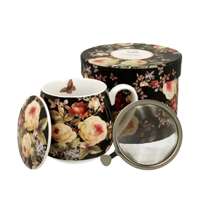Căni și pahare - Cana portelan cu infuzor metalic si capac 430 ml Warda