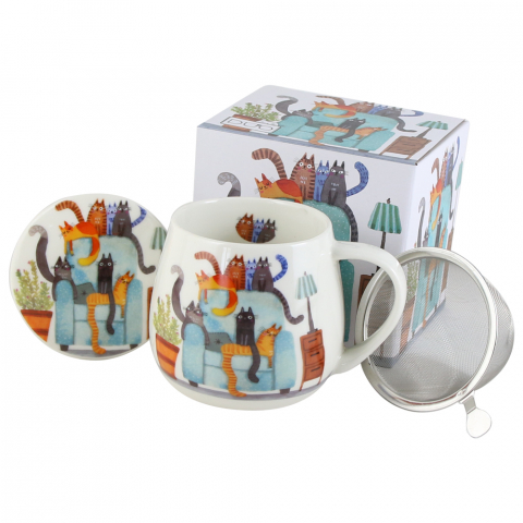 Casă și decorațiuni - Cana portelan cu infuzor metalic si capac The Chair 430 ml
