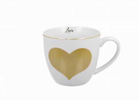 Cana portelan Gold Heart 460 ml in ambalaj decorativ [1]