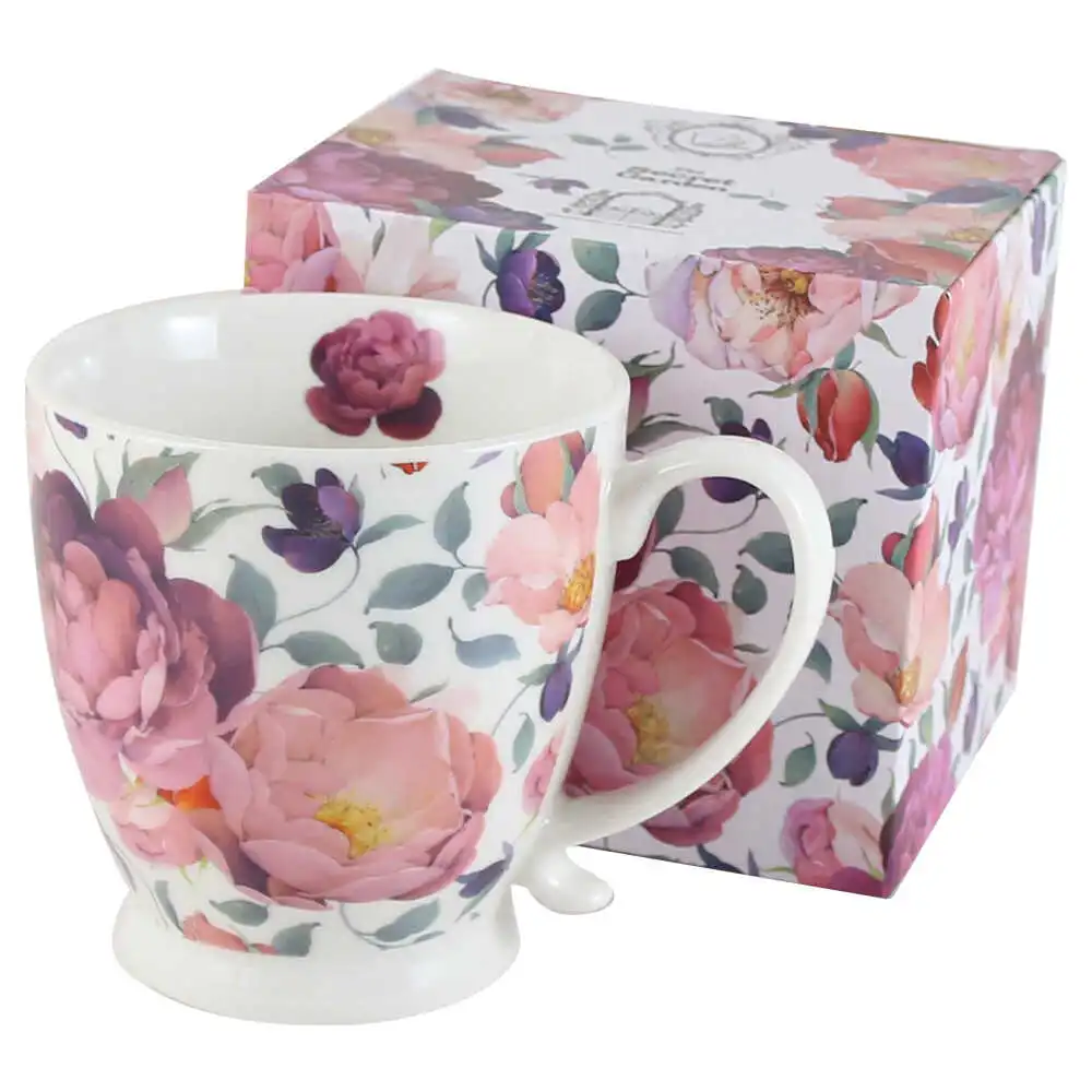 Casă și decorațiuni - Cana portelan „Spring Roses White” 510 ml in cutie decorativa