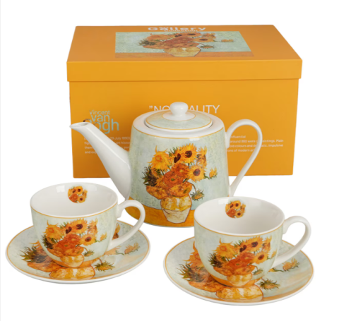 Casă și decorațiuni - Set ceainic cu 2 cesti farfurioare infuzor metalic si capac Sunflowers Vincent van Gogh