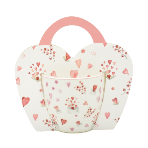 Casă și decorațiuni - Cana portelan inimioare 460 ml in ambalaj decorativ