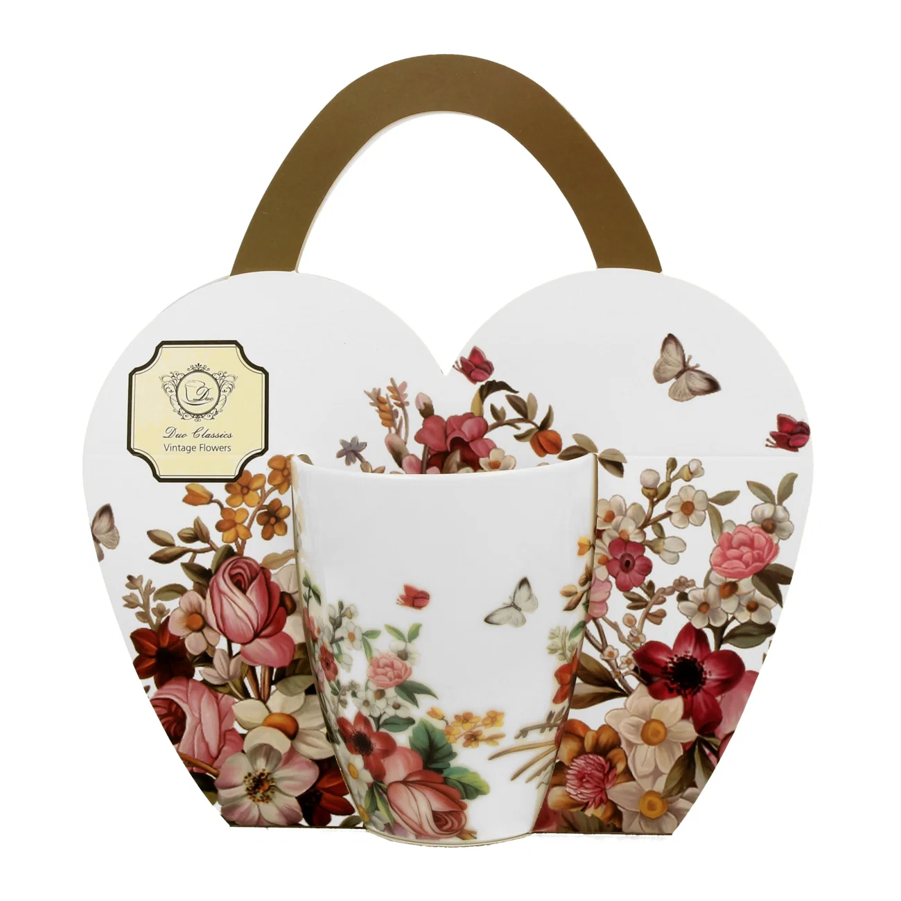 Căni și pahare - Cana portelan Vintage Flowers 350 ml in ambalaj decorativ